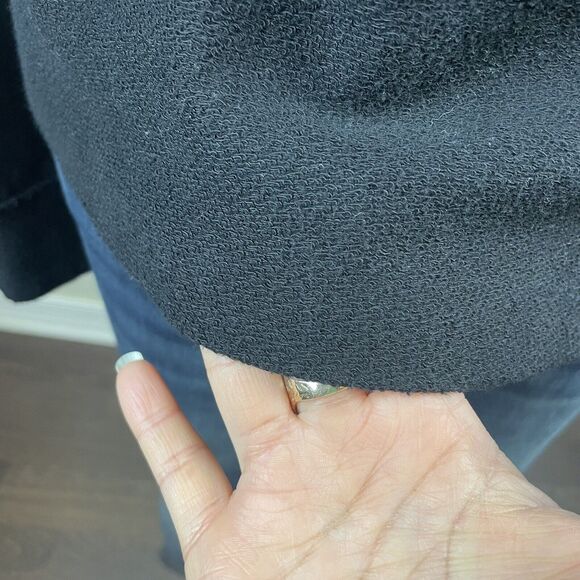 Anthropologie t.la Black Size Medium Faux Wrap Sweatshirt Style Sweater Cozy - Picture 3 of 9